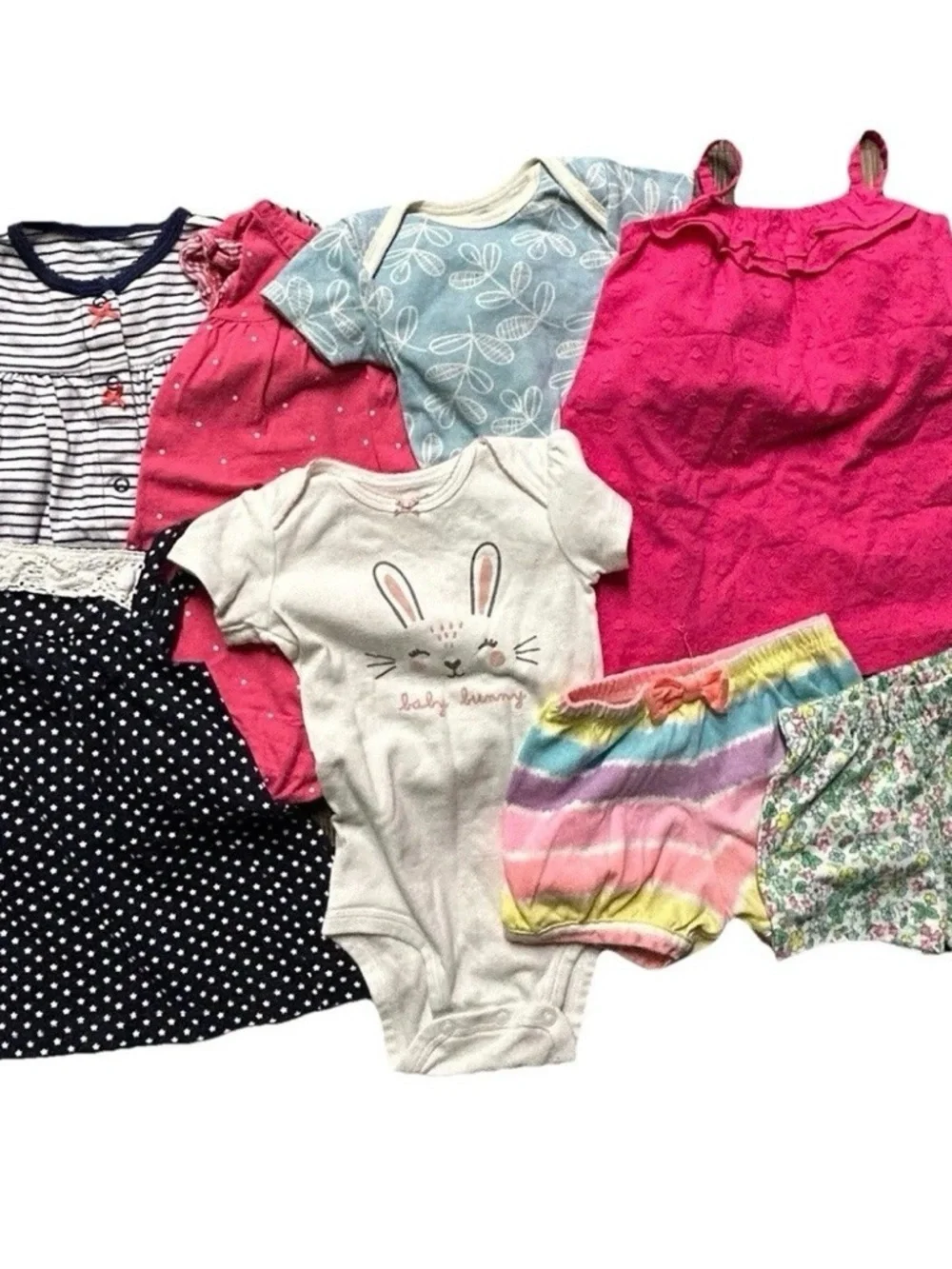 Baby Girl Summer Lot Rompers Dresses Bodysuits Shorts Size 9-12 Months